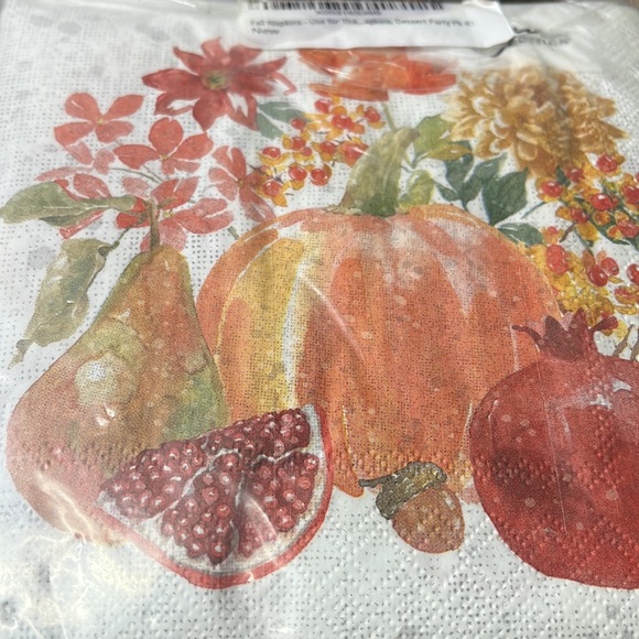 5for$10 Fall Holiday Thanksgiving Napkins Party Supply Pumpkin and Fall Floral - Picture 3 of 5